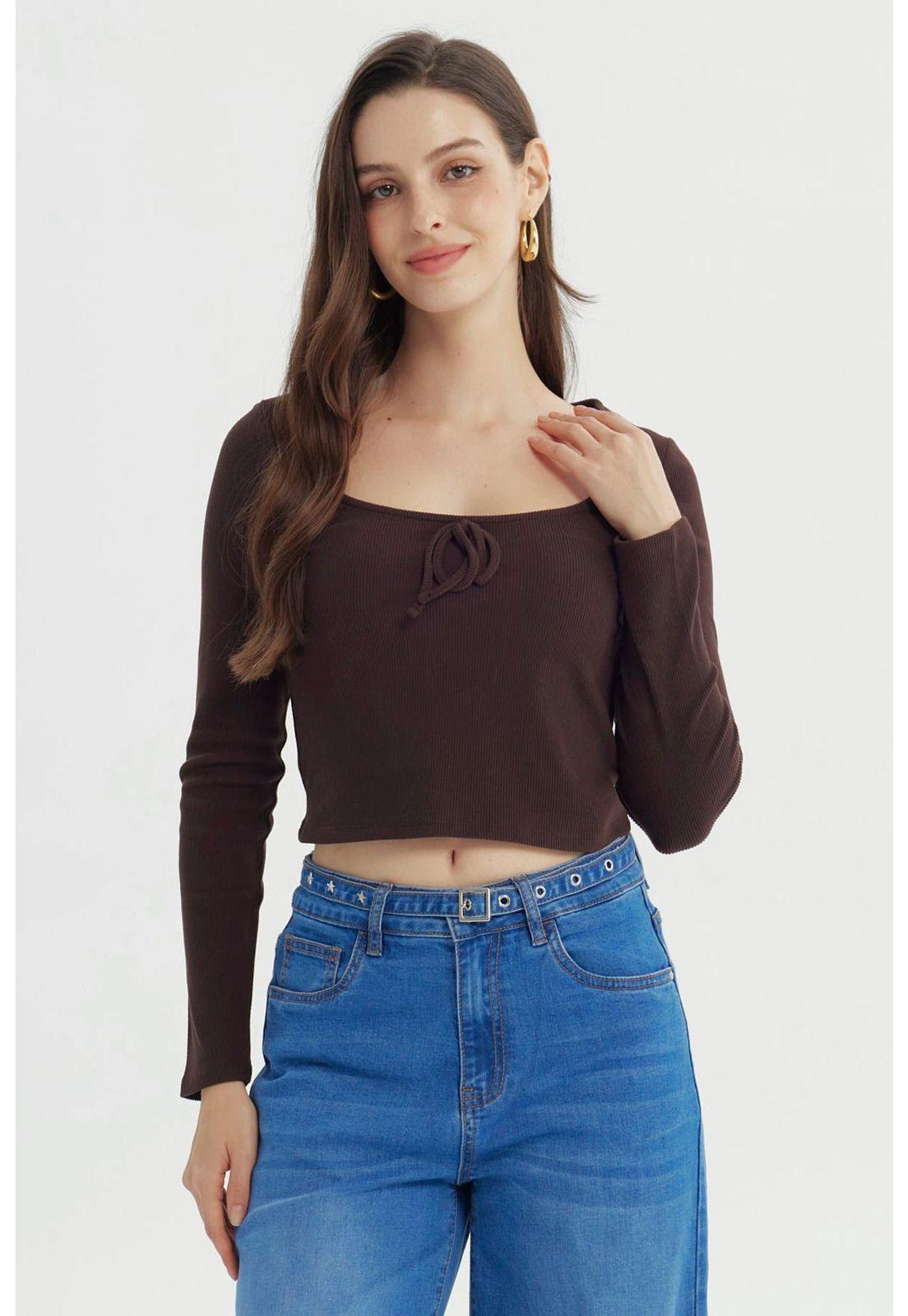 Polera Mujer Ajustado Chocolate - lll-0