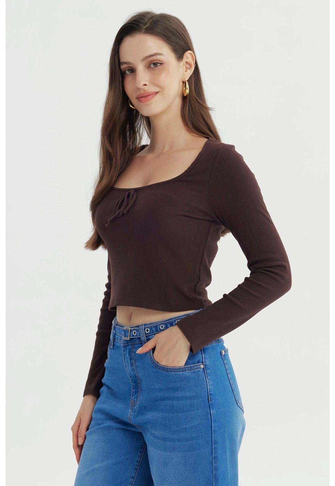 Polera Mujer Ajustado Chocolate - lll-1