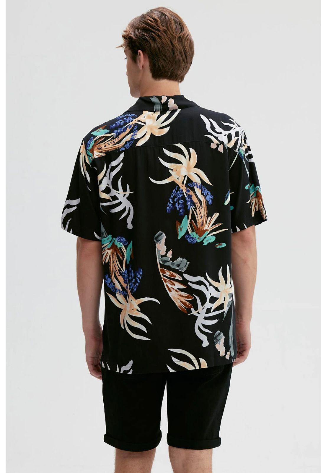 Camisa Hombre Full Print Negro - lV-2