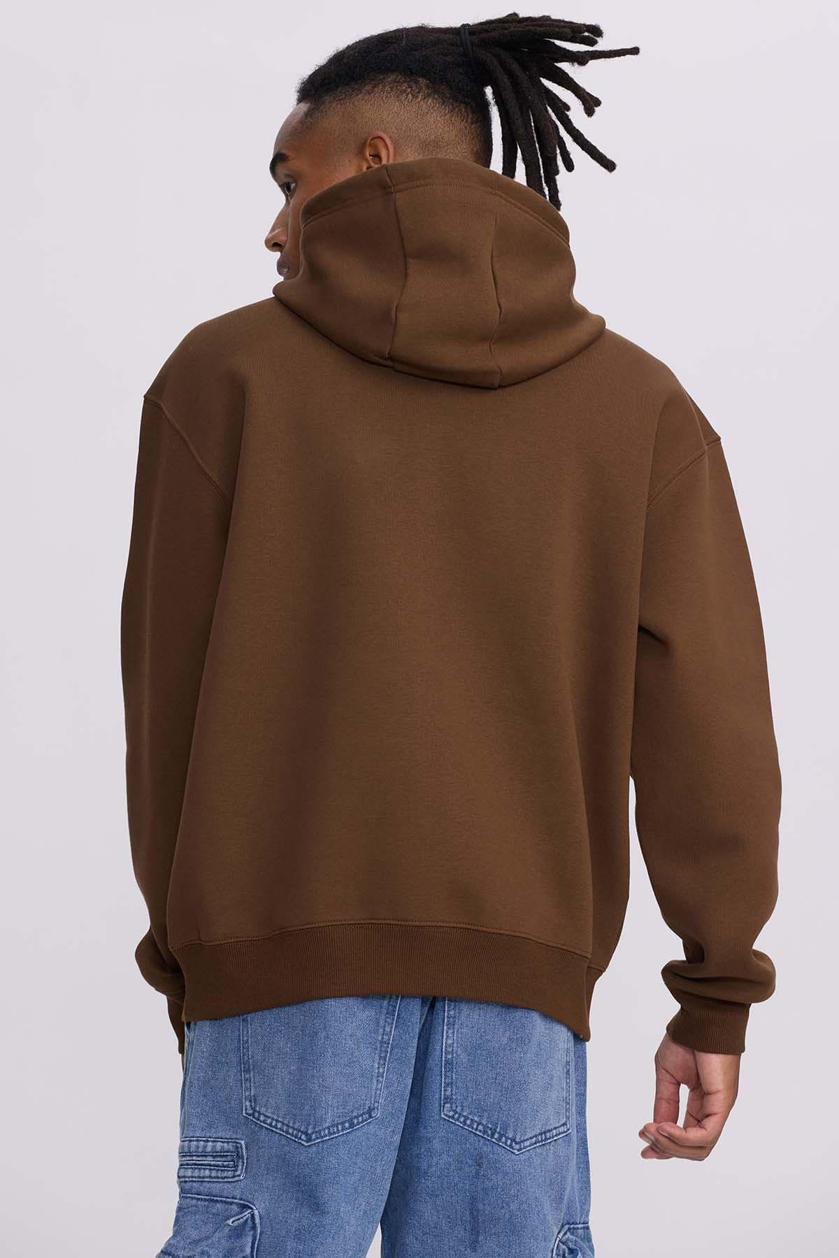 Polerón Hombre Hoodie Print Posicional Chocolate-2