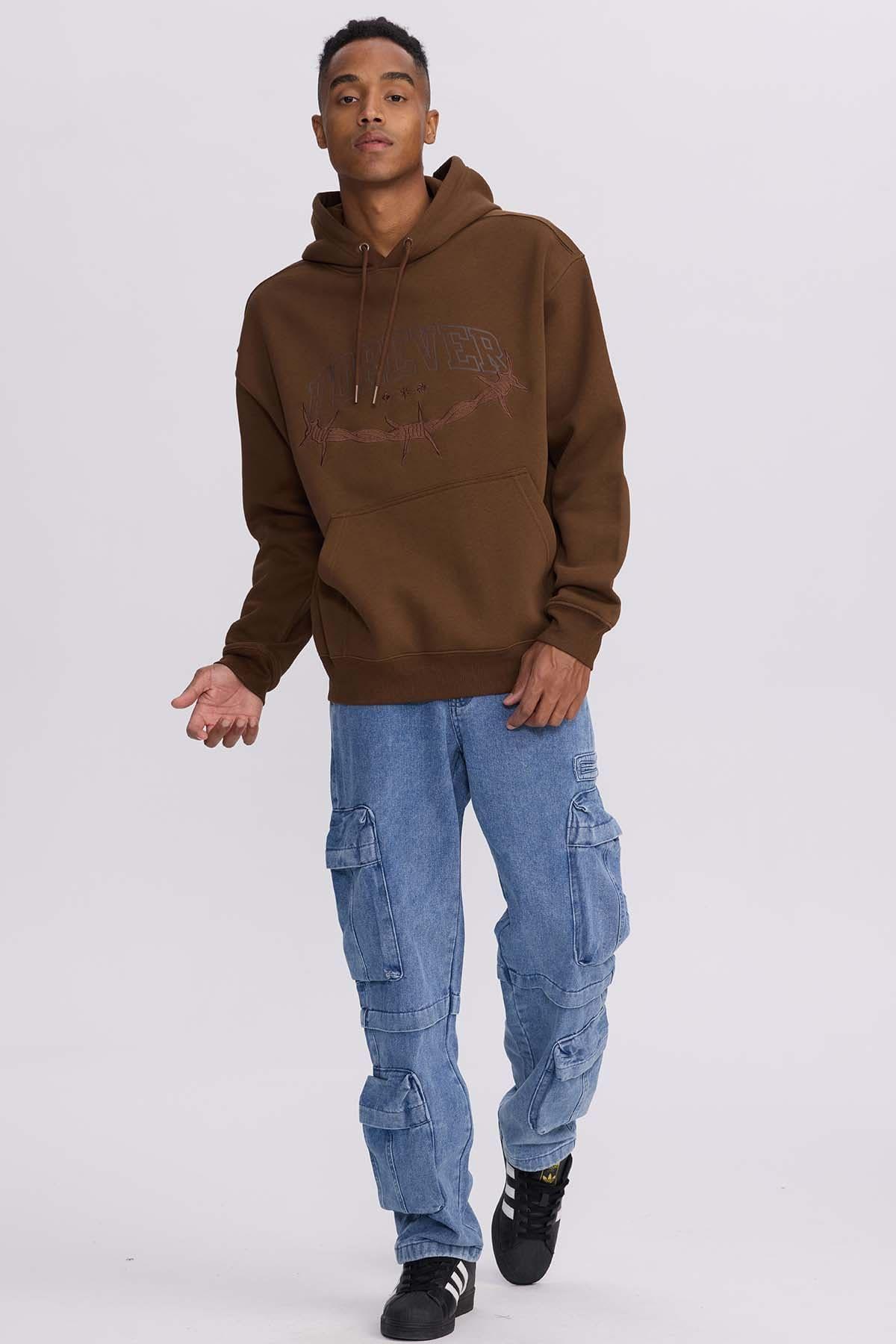 Polerón Hombre Hoodie Print Posicional Chocolate-3