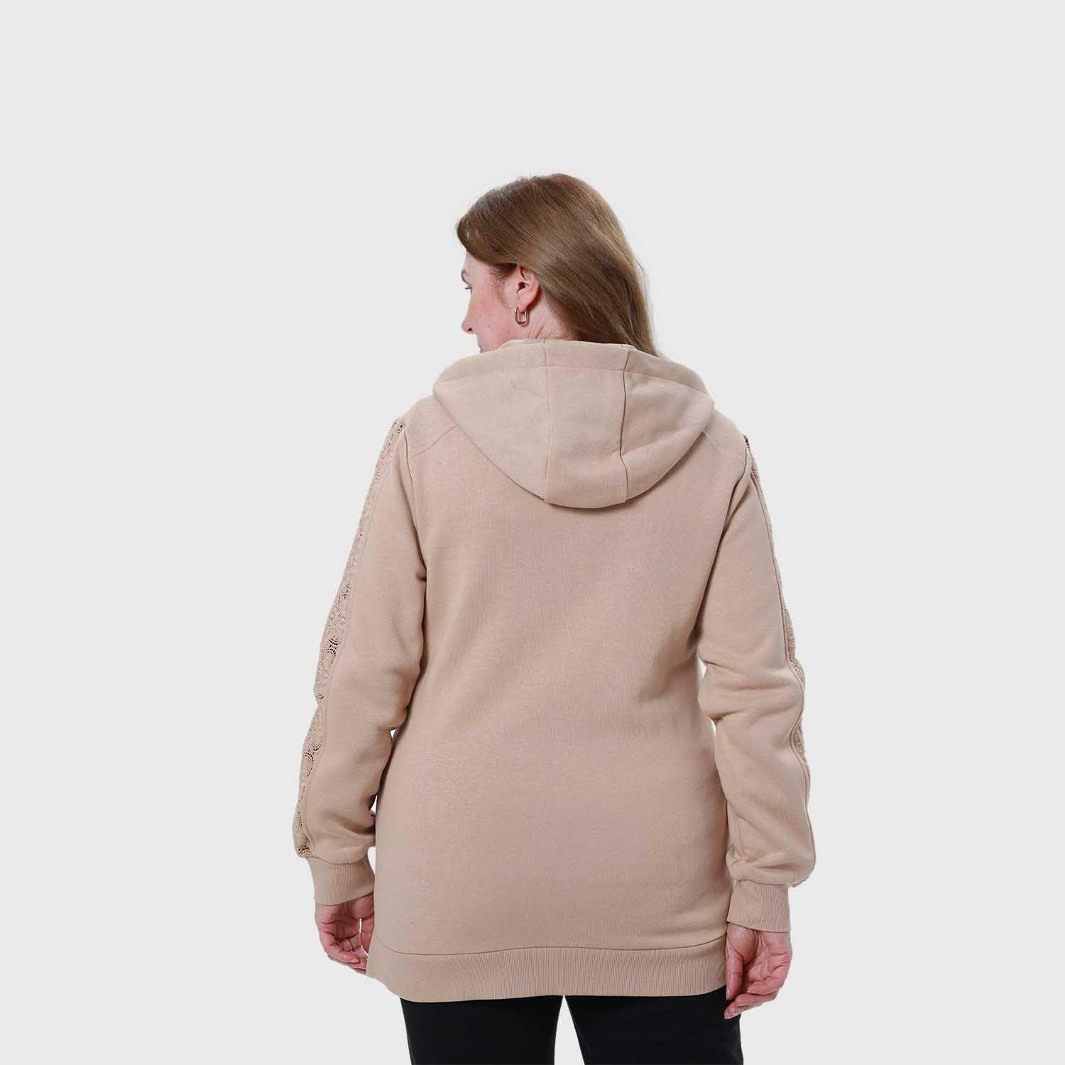 Polerón Mujer Full Zipper Beige-2