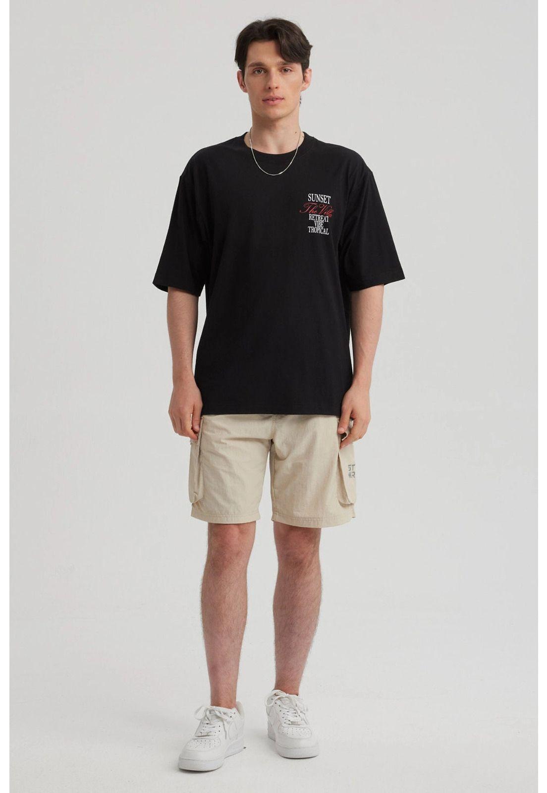 Polera Hombre Print Oversize Negro - lV-1