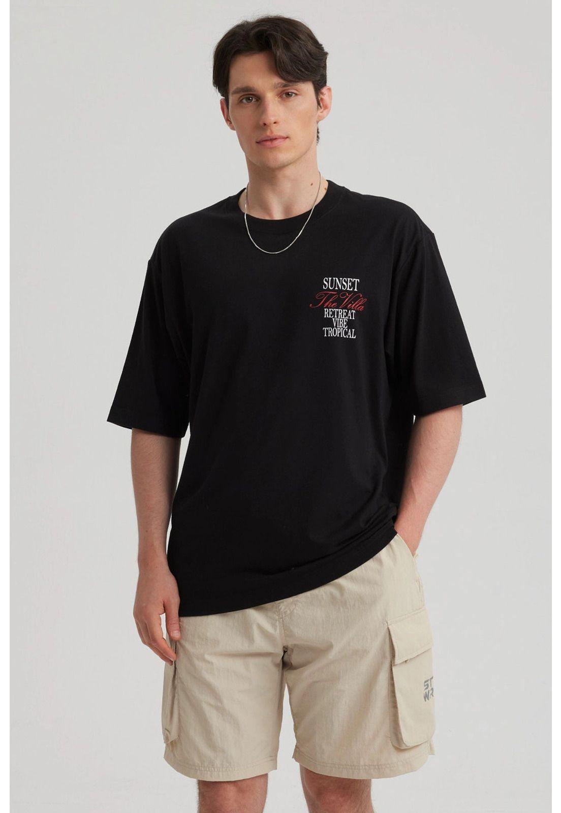 Polera Hombre Print Oversize Negro - lV-4