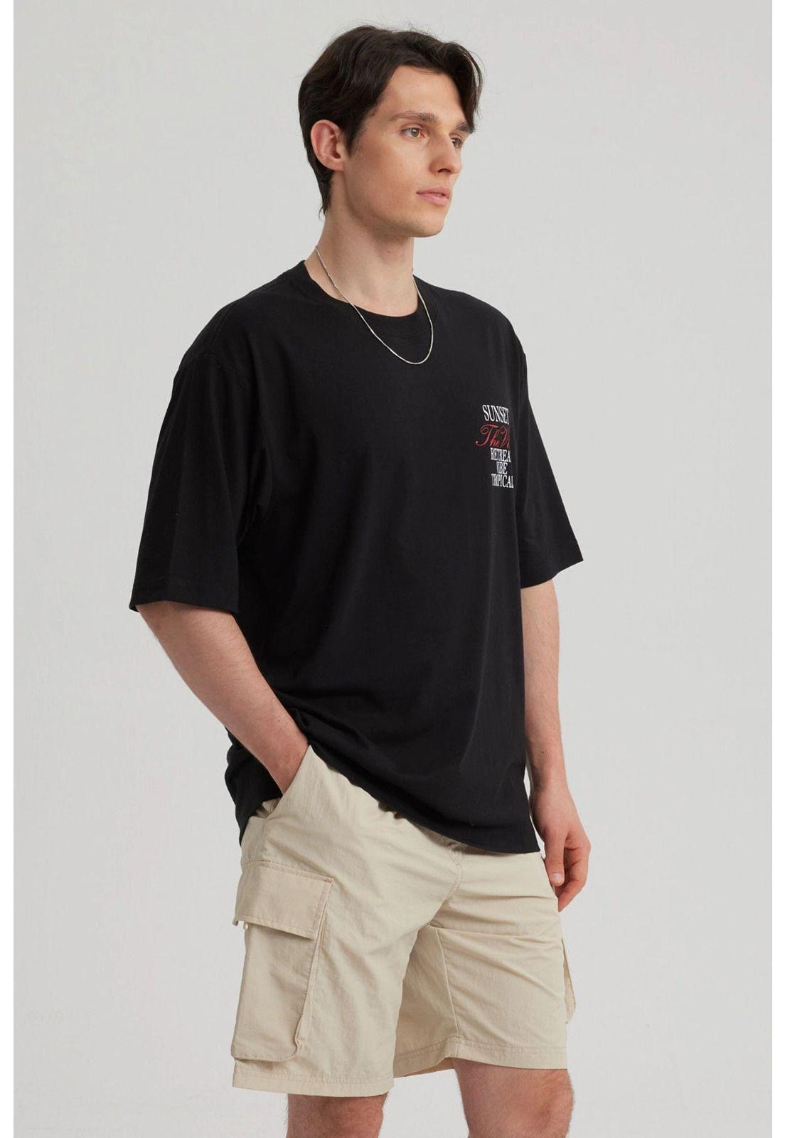 Polera Hombre Print Oversize Negro - lV-5