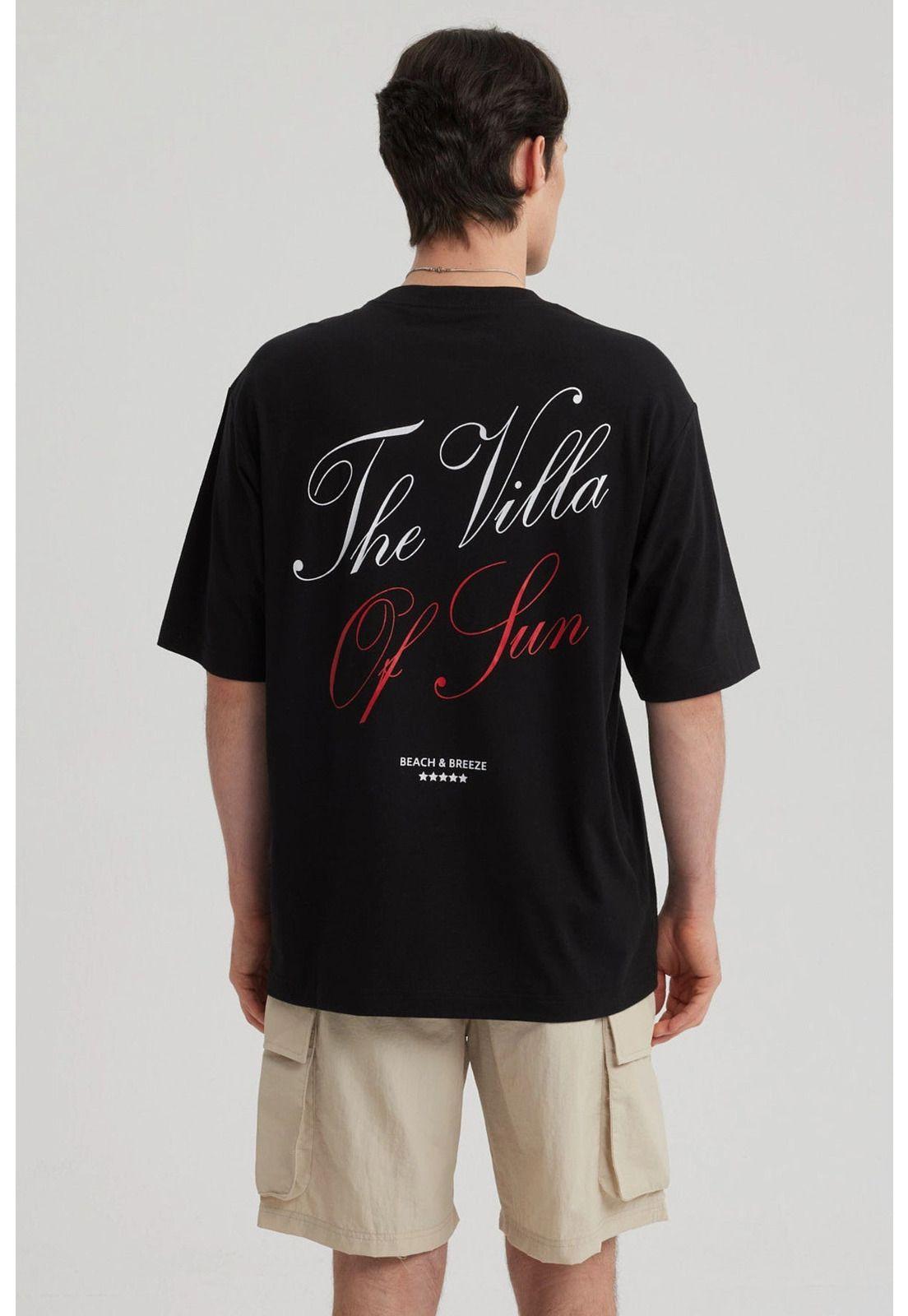 Polera Hombre Print Oversize Negro - lV-6