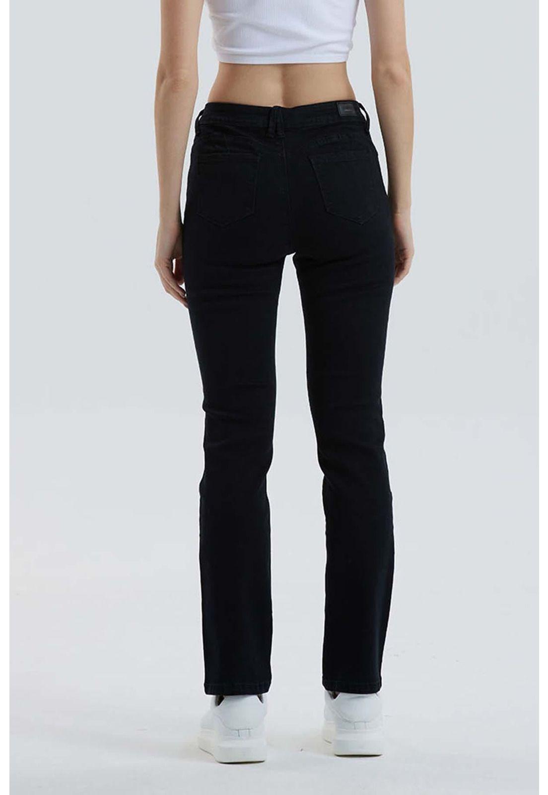 Jeans Mujer Recto Tiro Alto Negro-2