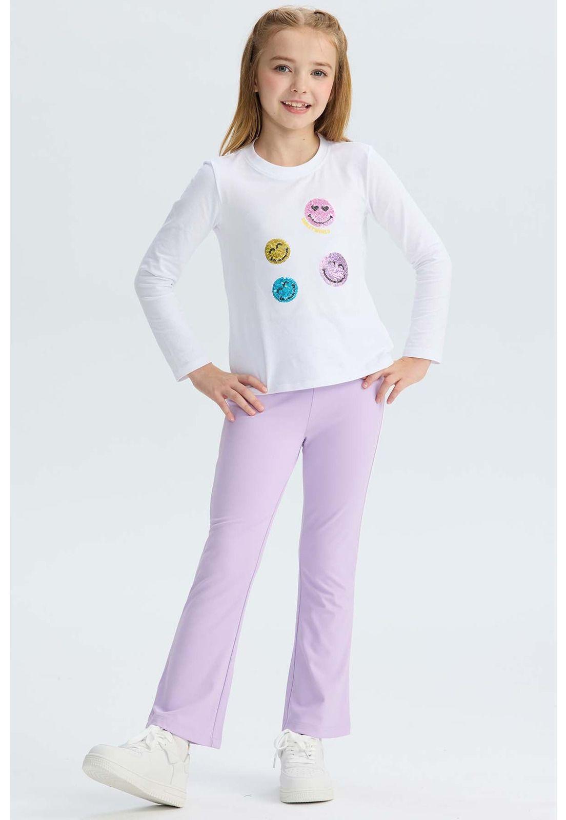 Calza Niña Con Pipping Lila-2