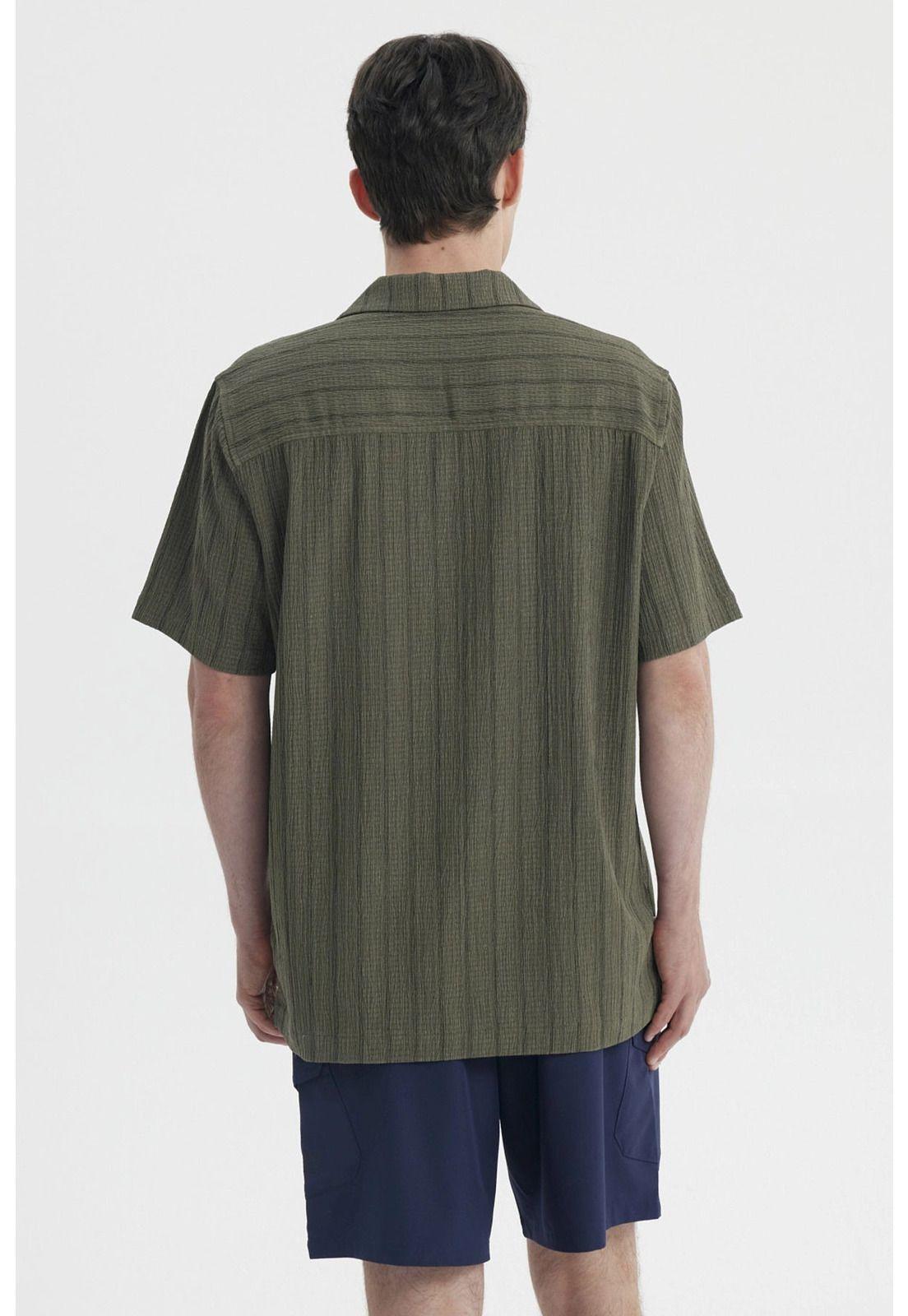 Camisa Hombre Slim Cuello Camisero Verde Militar- ll-2