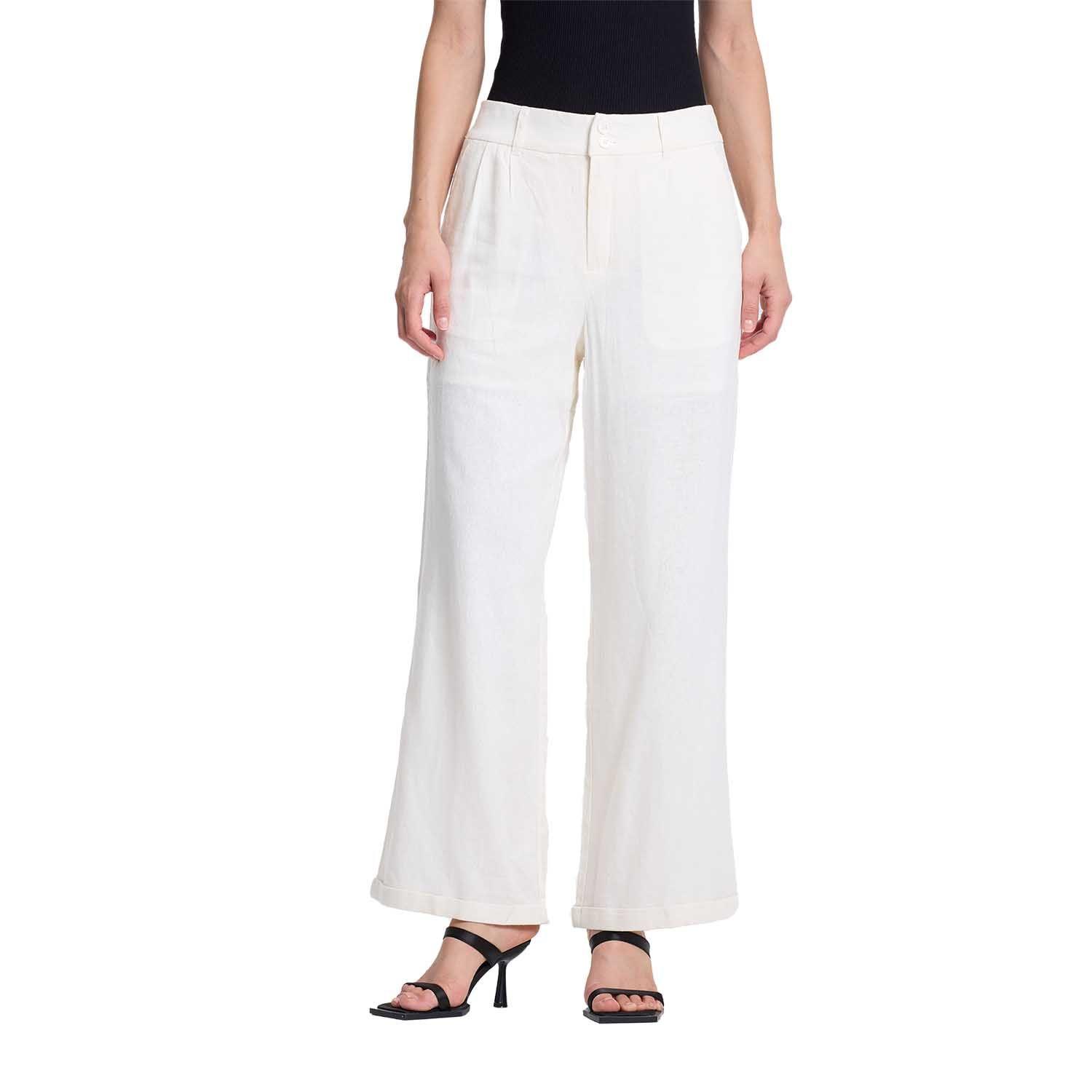 Pantalón Mujer Lino Sastrero Dobladillo Crudo Fashions Park-0