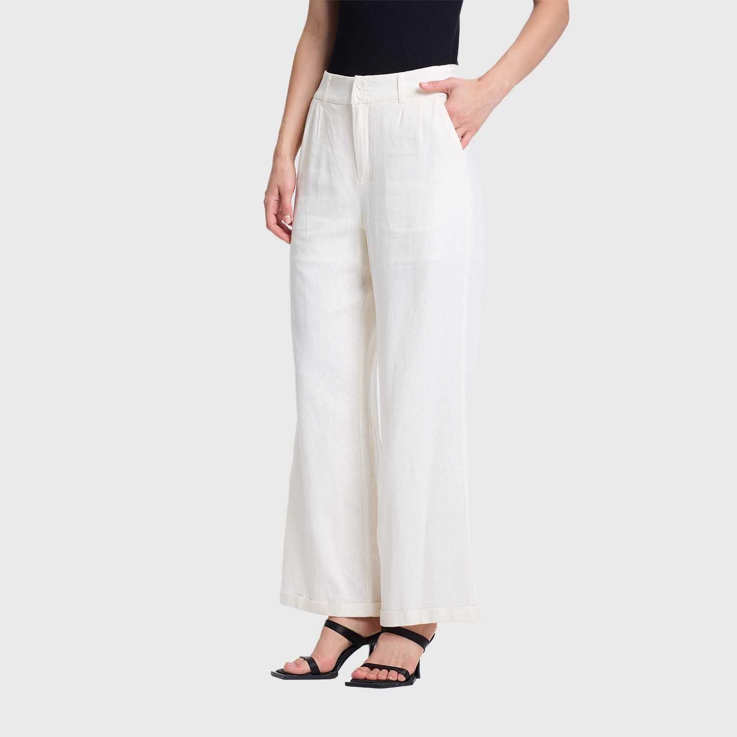 Pantalón Mujer Lino Sastrero Dobladillo Crudo Fashions Park-1