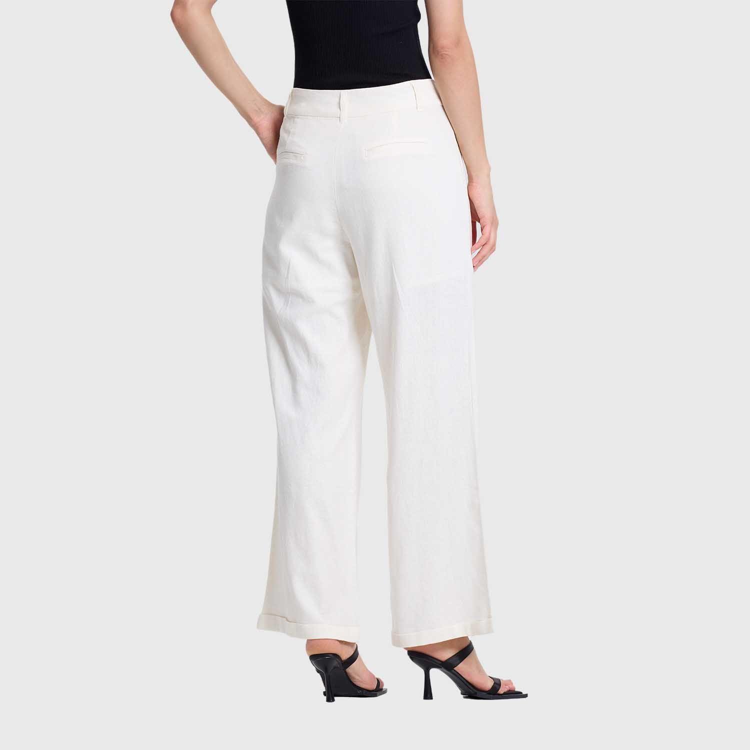 Pantalón Mujer Lino Sastrero Dobladillo Crudo Fashions Park-2