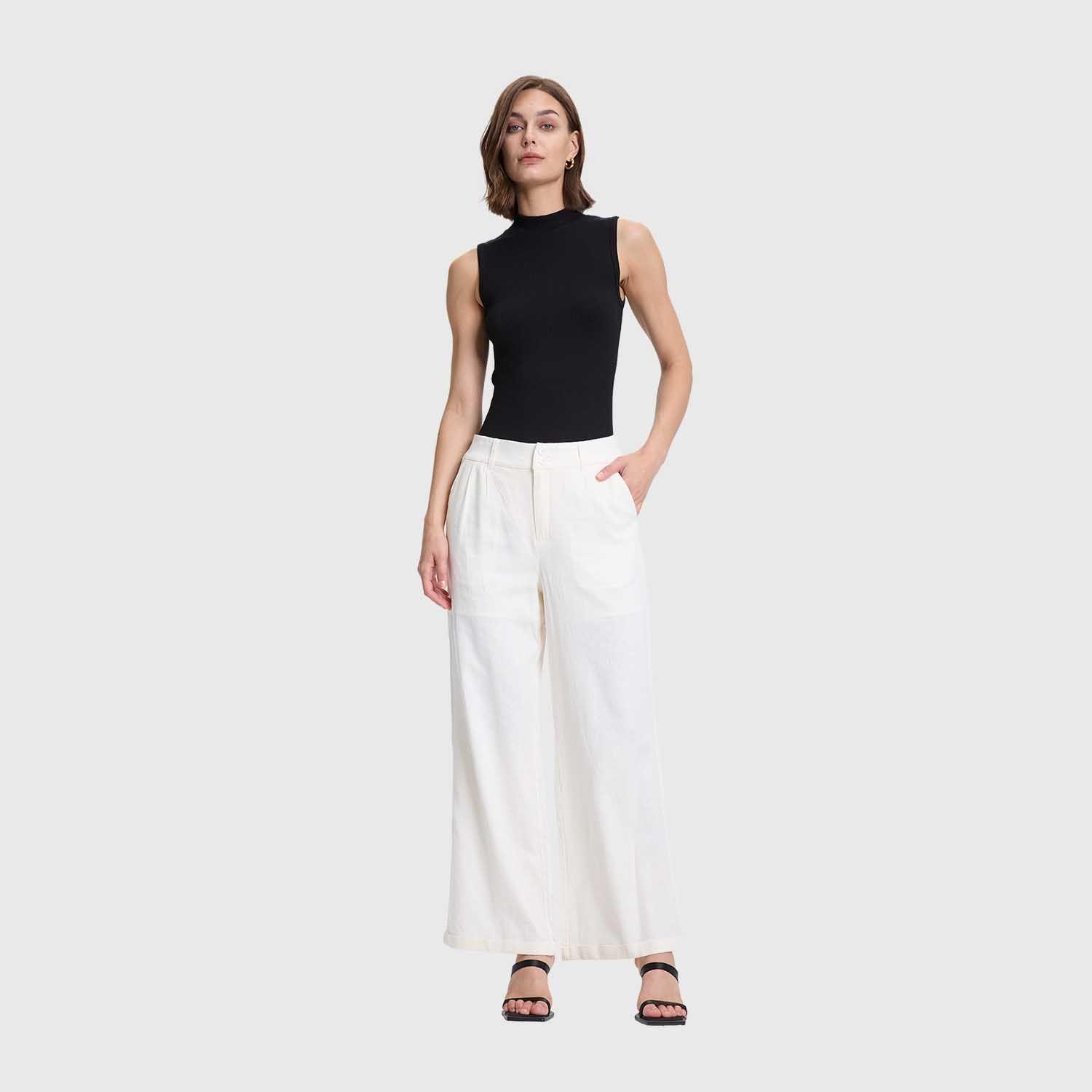 Pantalón Mujer Lino Sastrero Dobladillo Crudo Fashions Park-3