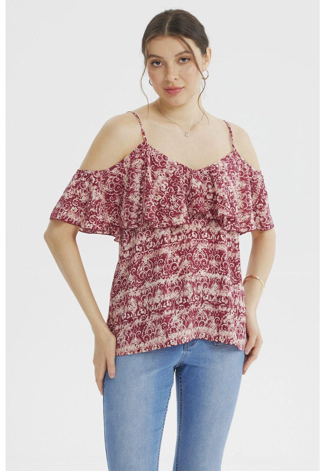 Blusa Mujer Slim Manga Vuelo Fucsia-0