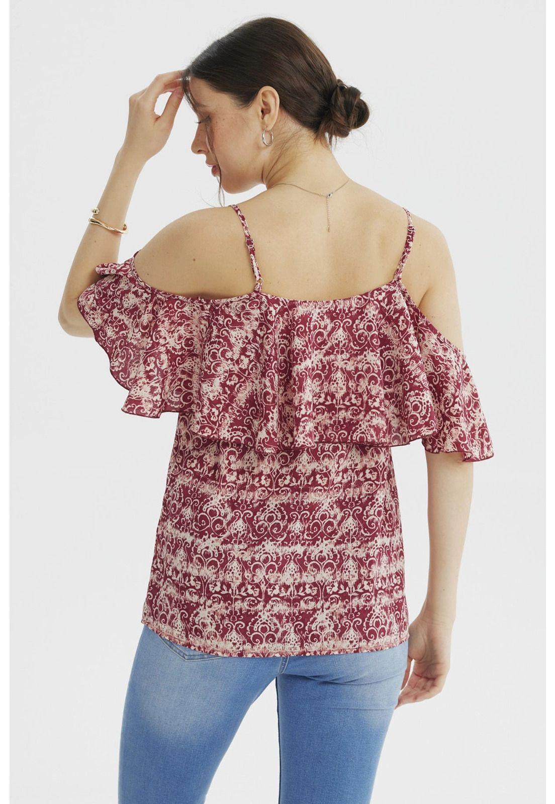 Blusa Mujer Slim Manga Vuelo Fucsia-2