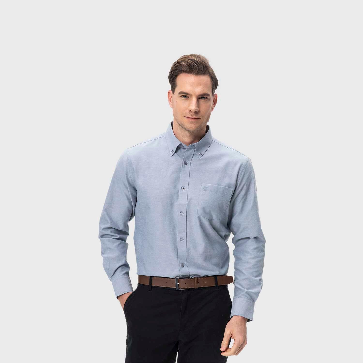Camisa Hombre Oxford Gris Fashion's Park-1