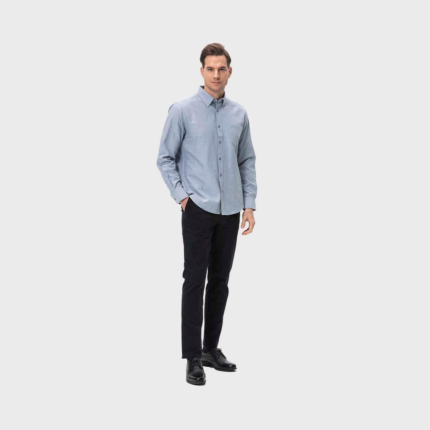 Camisa Hombre Oxford Gris Fashion's Park-3