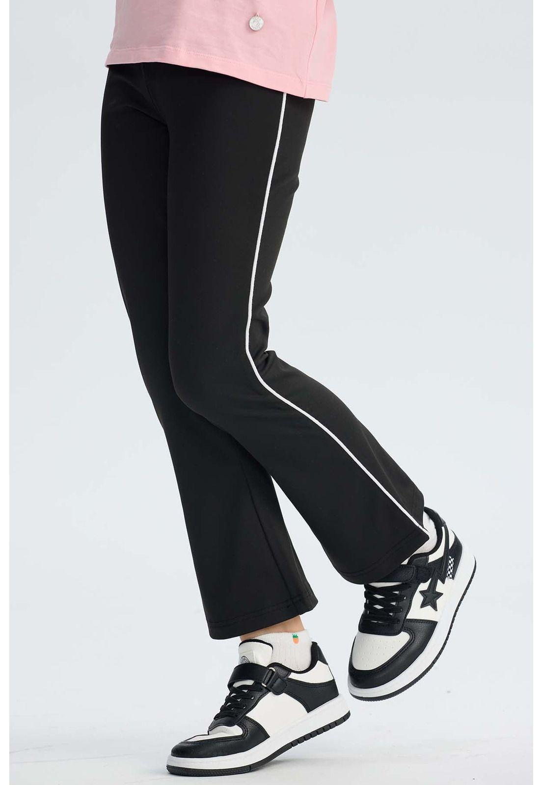 Calza Niña Con Pipping Negro-1