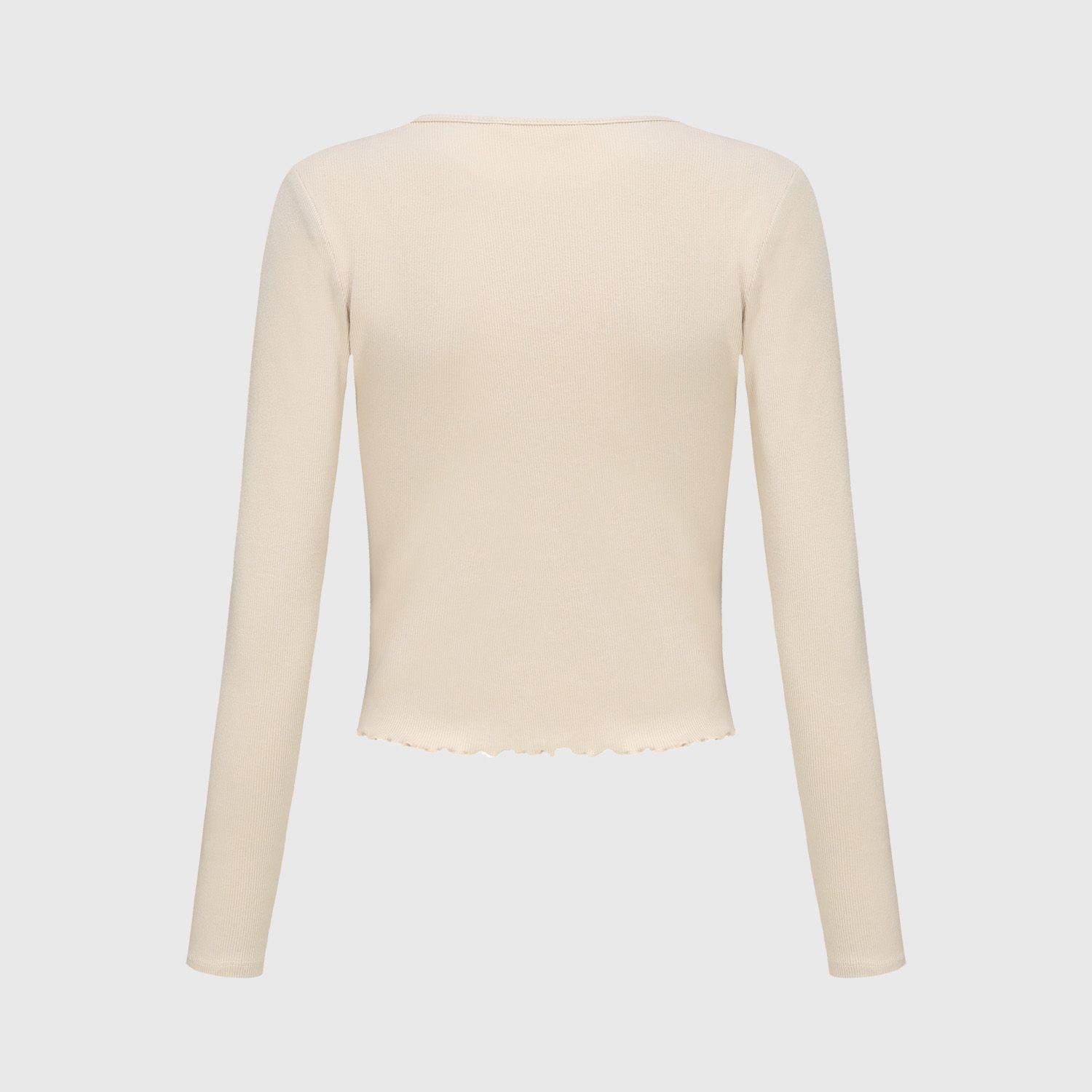 Polera Niña Recogido Delantero Beige-1
