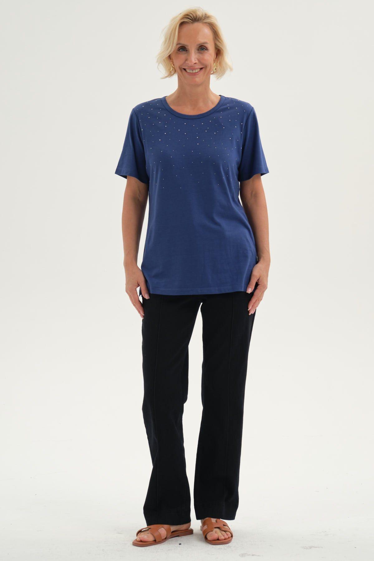 Polera Mujer Con Tachas Azul-3