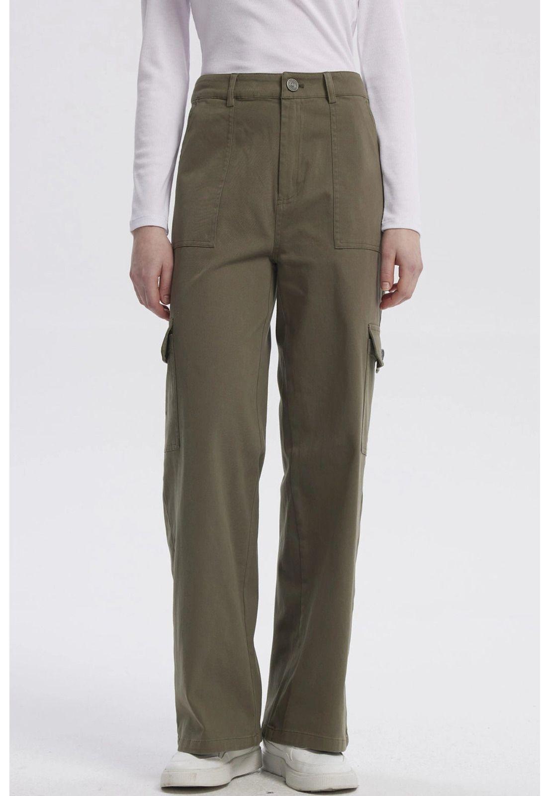 Pantalón Mujer Casual Verde Militar-0