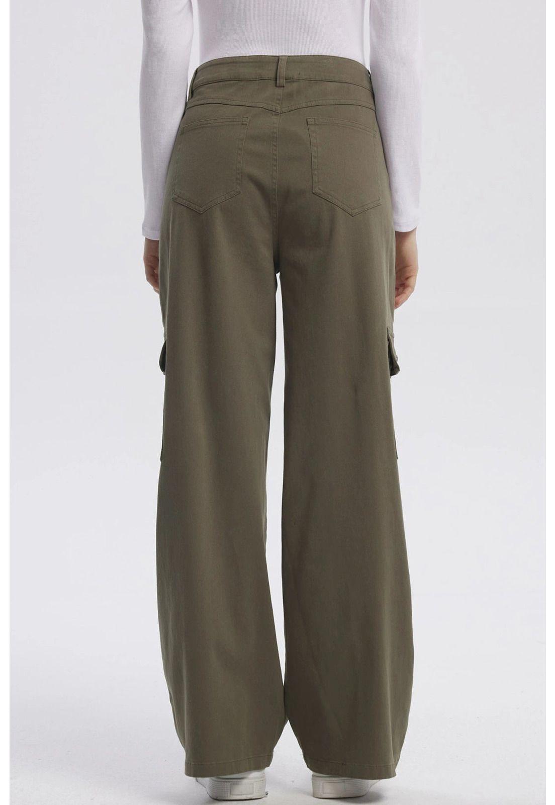 Pantalón Mujer Casual Verde Militar-2