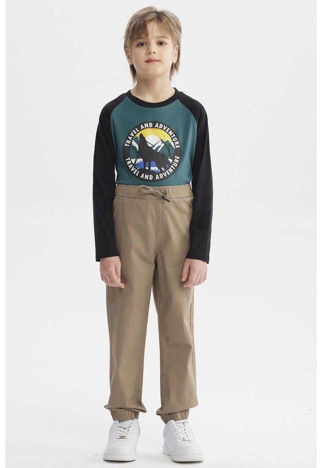 Pantalón Niño Básico Beige Oscuro-3