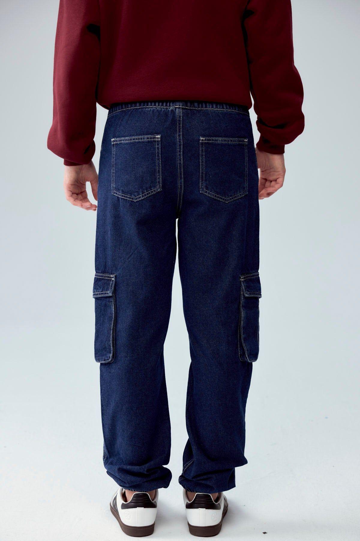 Jeans Niño Jogger Cargo Azul Oscuro-2