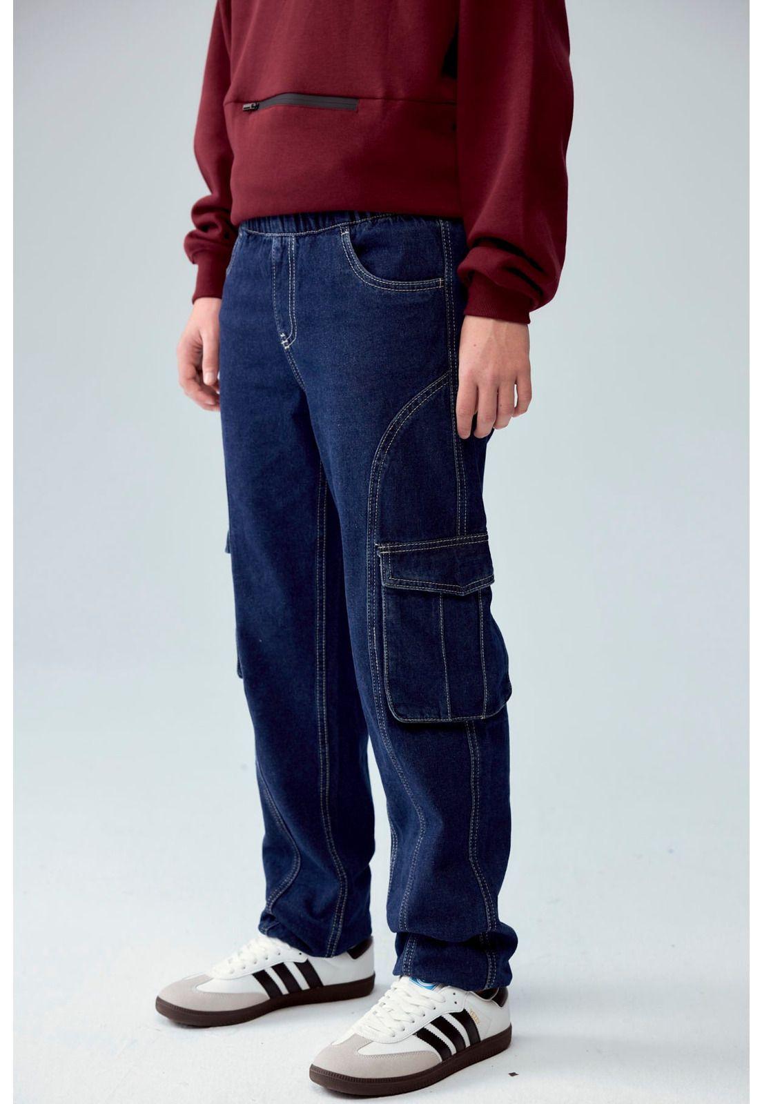 Jeans Niño Jogger Cargo Azul Oscuro-1