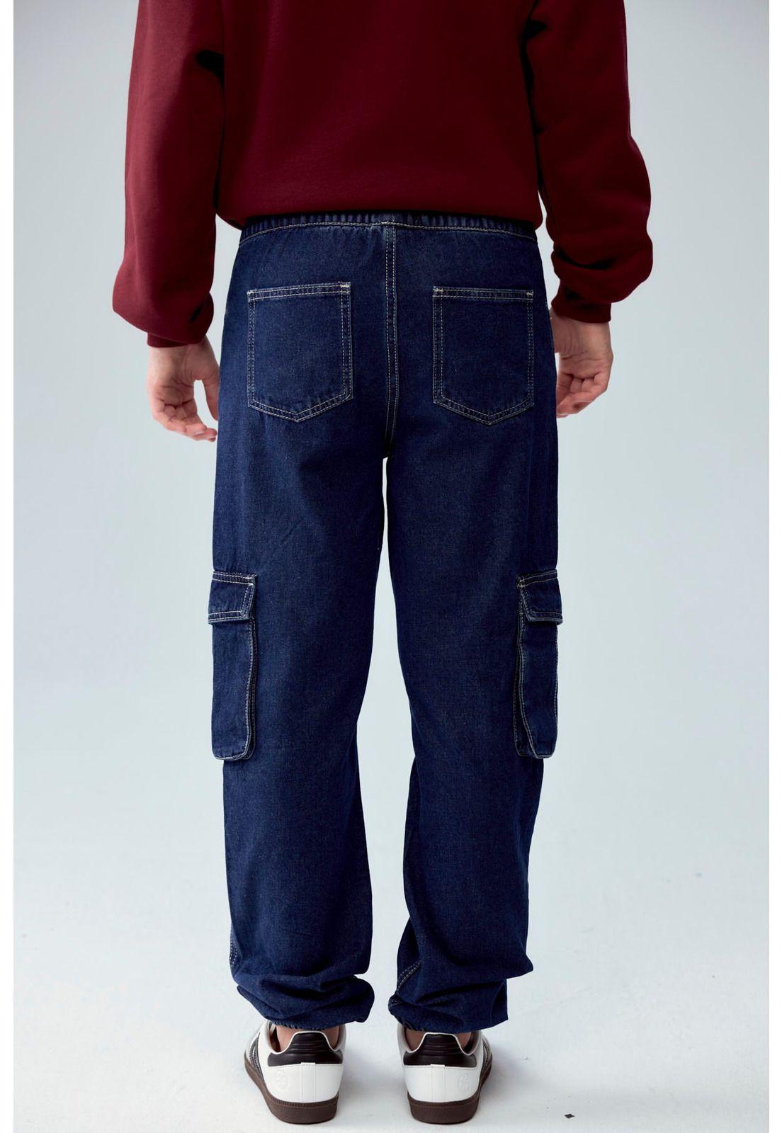 Jeans Niño Jogger Cargo Azul Oscuro-2