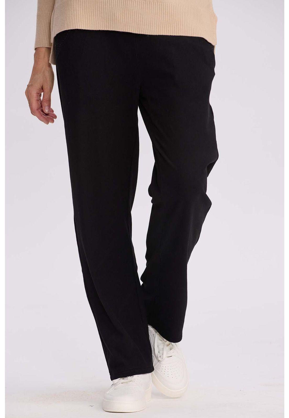 Pantalón Buzo Mujer Detalle Strass Negro-0