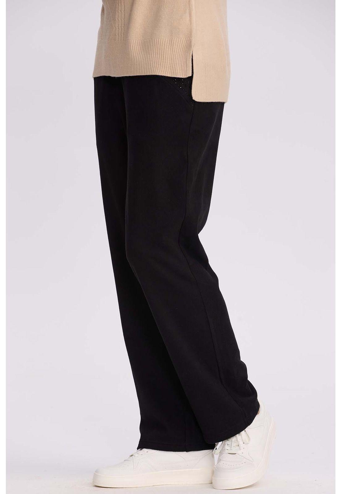 Pantalón Buzo Mujer Detalle Strass Negro-1