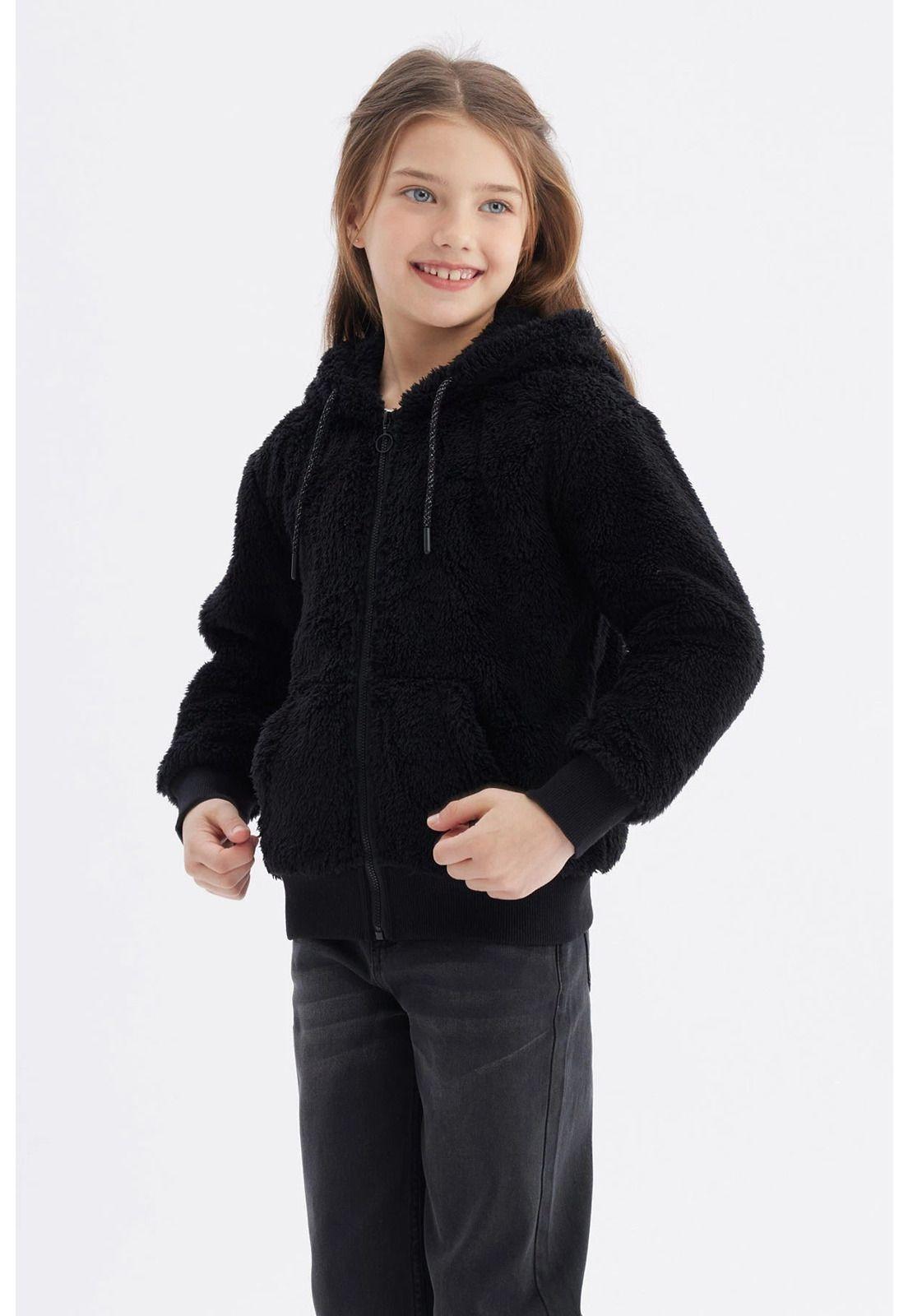 Polar Niña Peludo Básico Negro-1