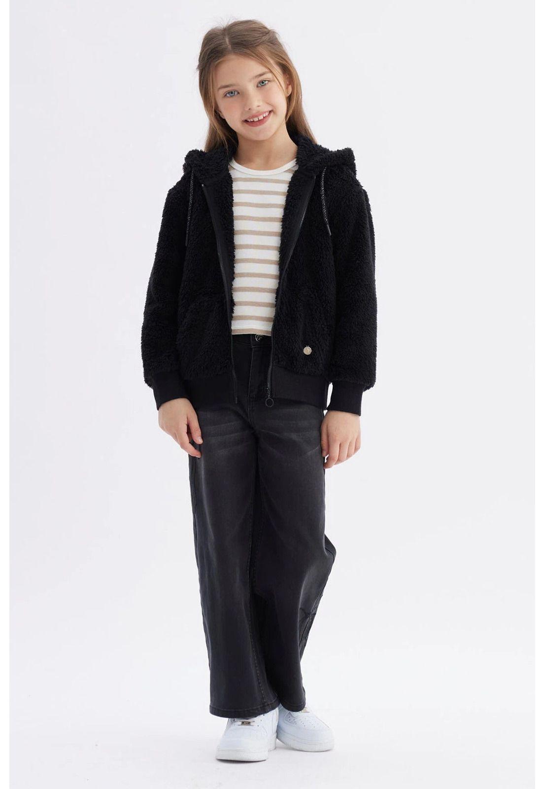 Polar Niña Peludo Básico Negro-3