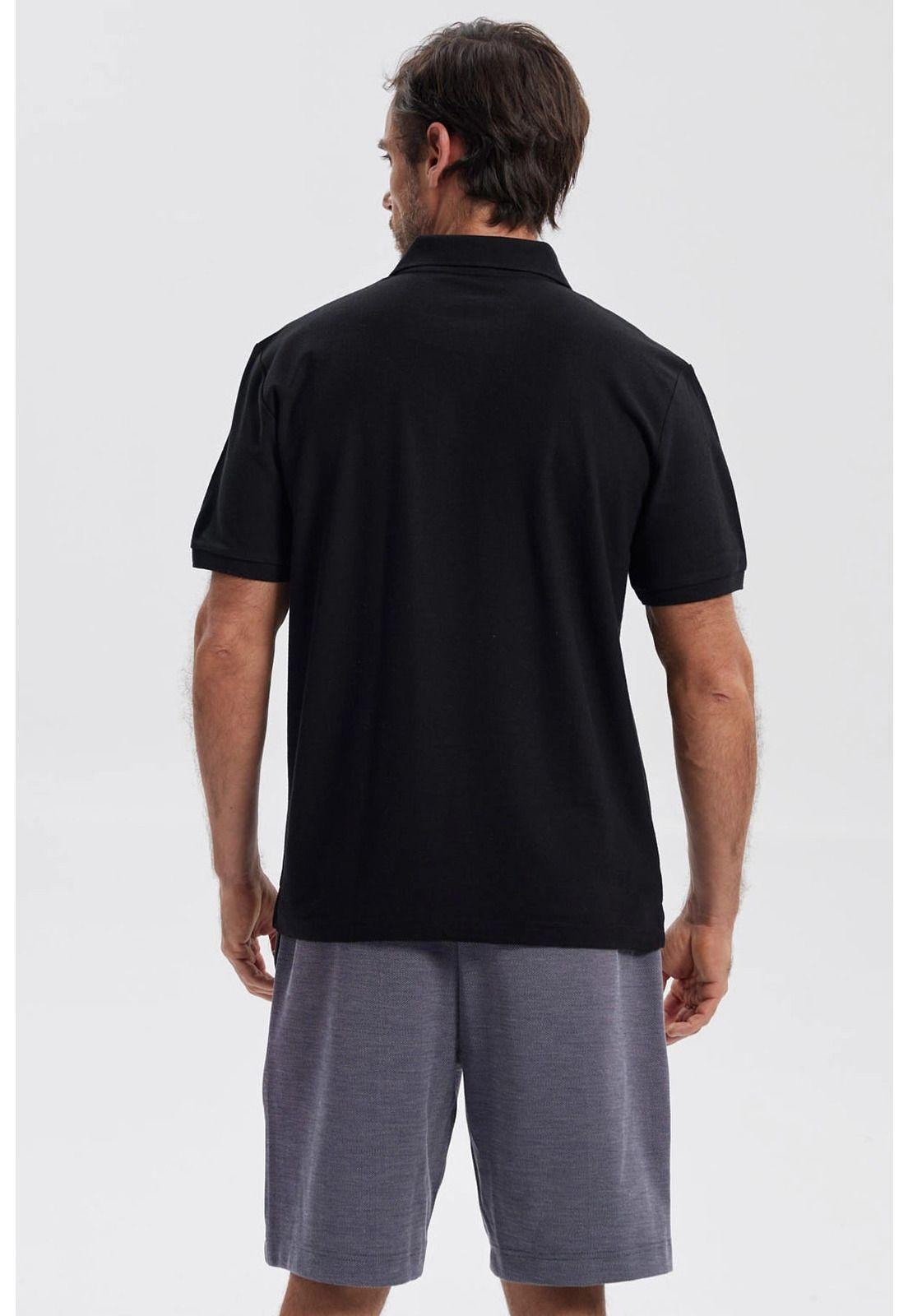 Polera Hombre Piqué Básica Lisa Negro - ll-2