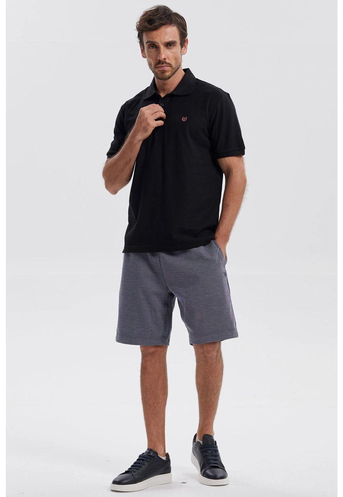 Polera Hombre Piqué Básica Lisa Negro - ll-3