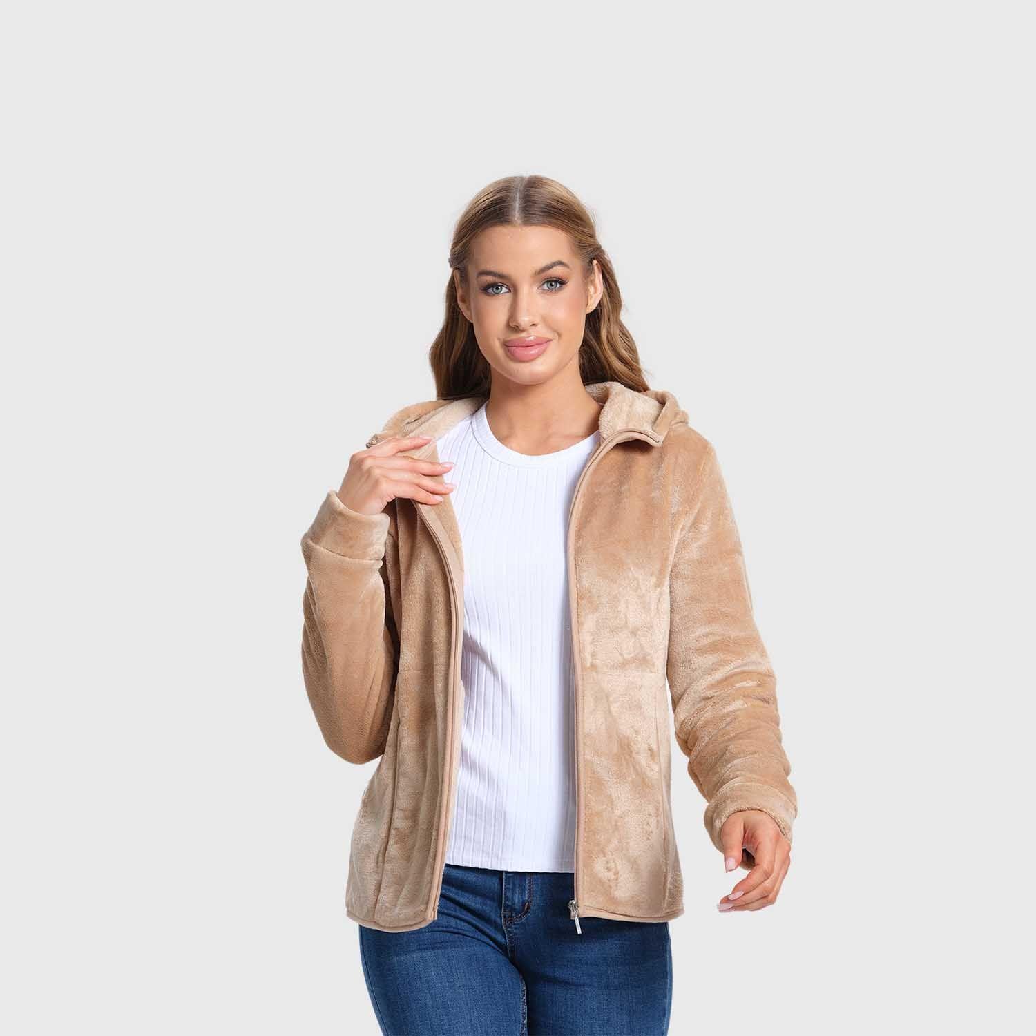 Polar Mujer Básico Full Zipper Beige Oscuro-1