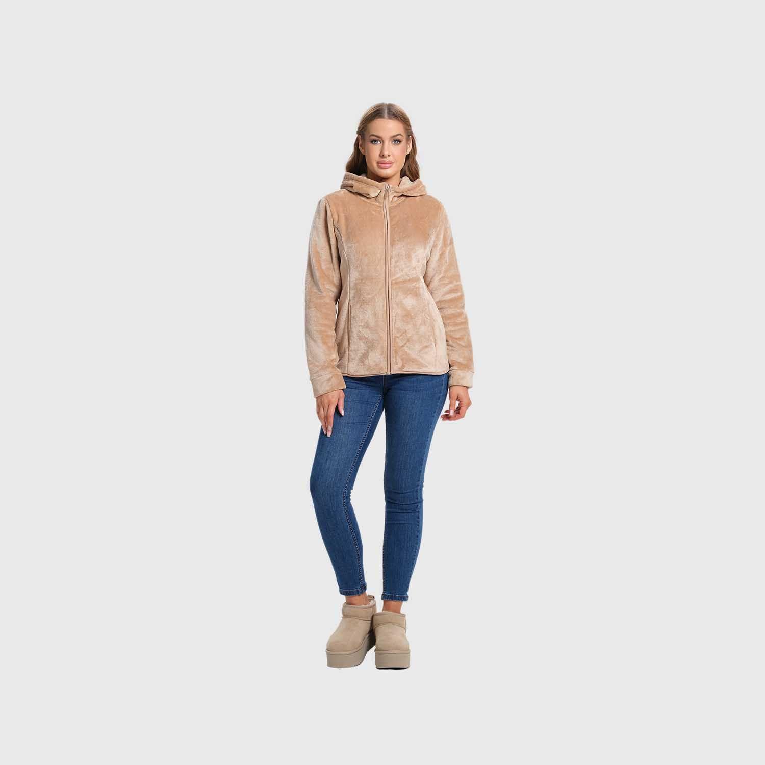 Polar Mujer Básico Full Zipper Beige Oscuro-3