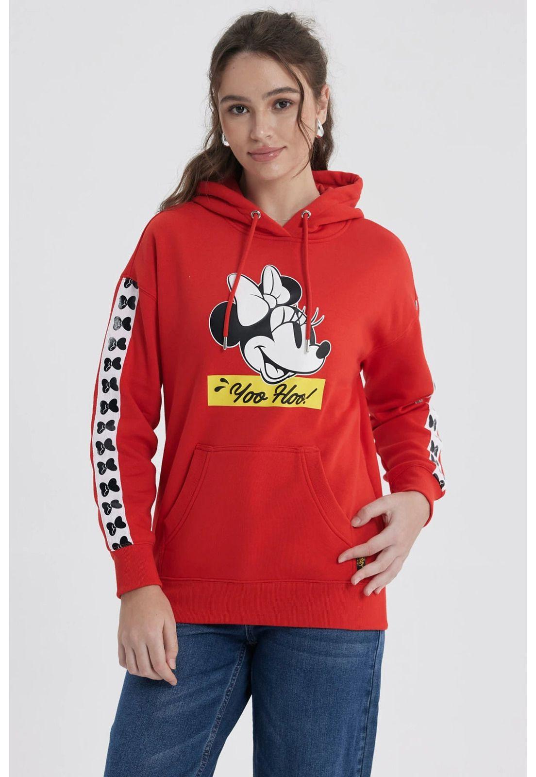 Polerón Mujer Minnie Rojo-2