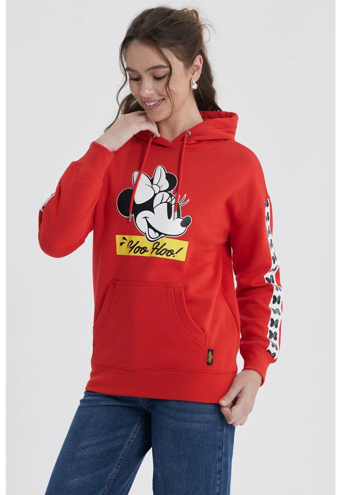 Polerón Mujer Minnie Rojo-3