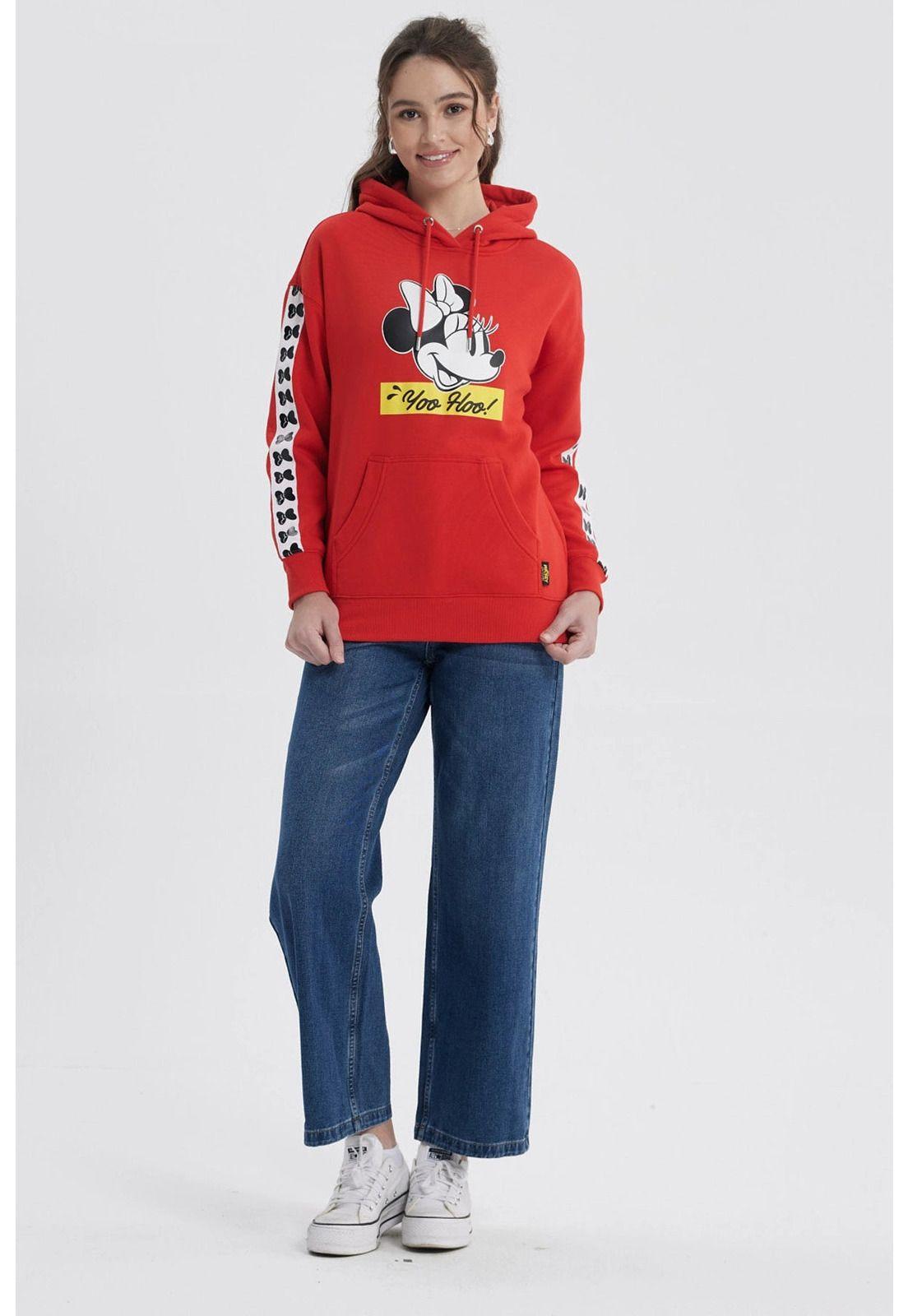 Polerón Mujer Minnie Rojo-5