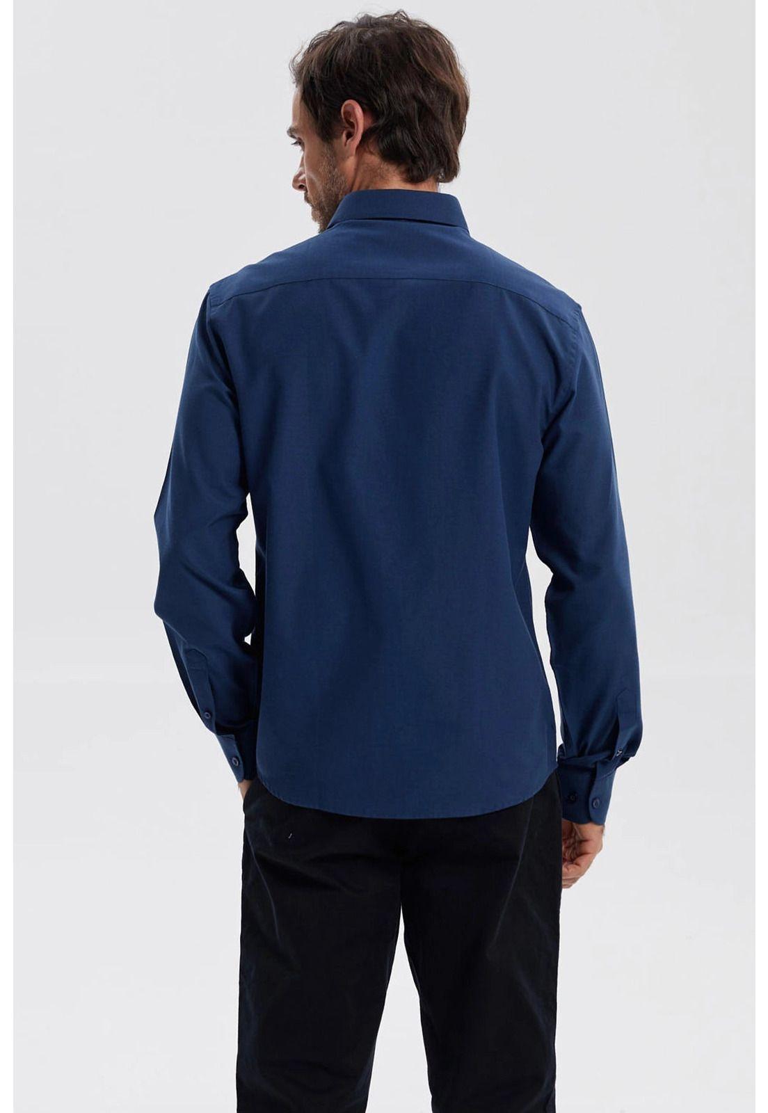 Camisa Hombre Oxford Azul Oscuro-2