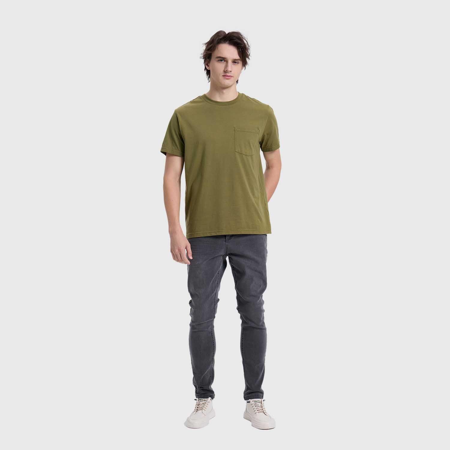 Polera Hombre Con Bolsillo Verde Militar Fashion´s Park-3