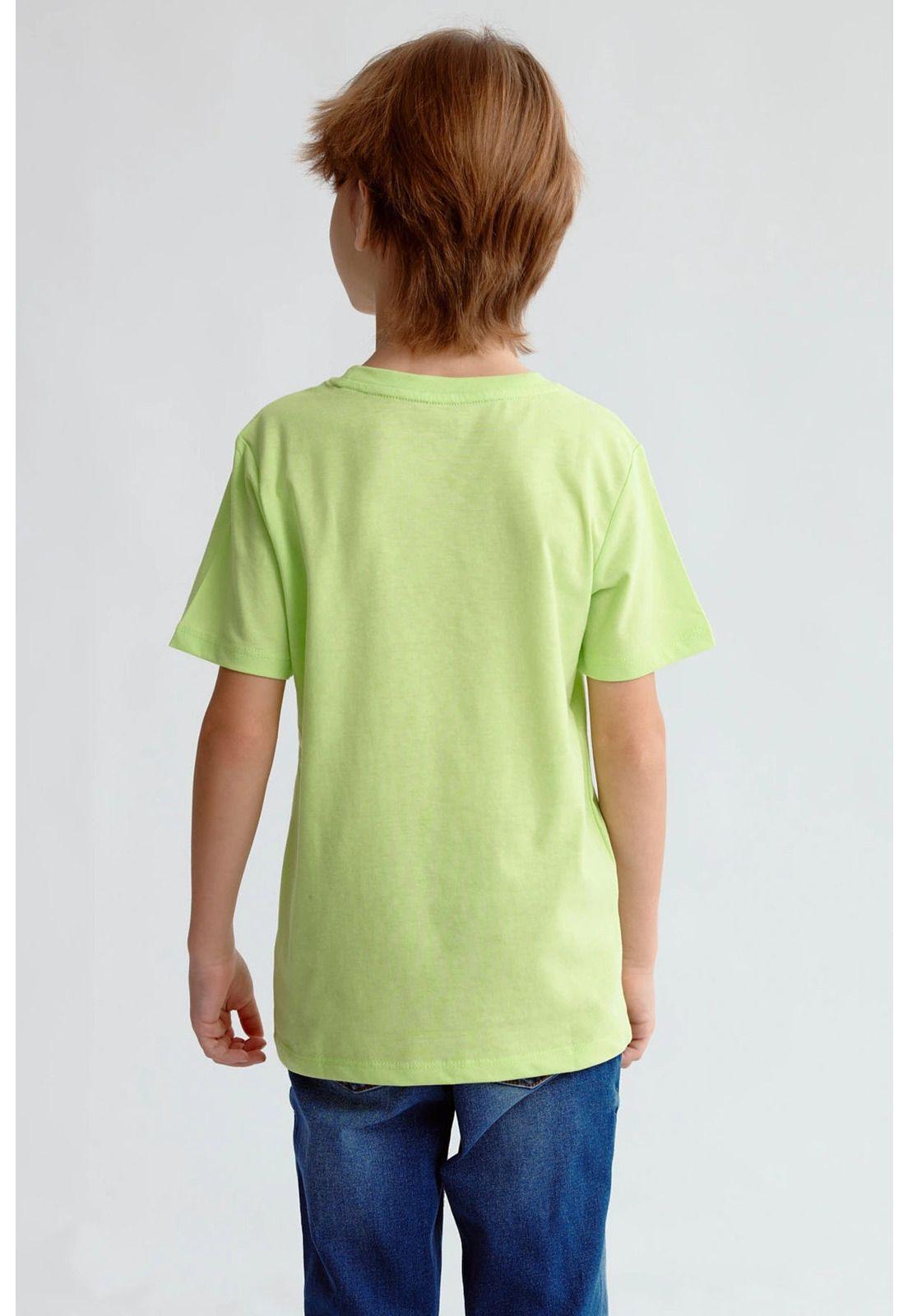 Polera Niño Básica Estampada Verde-2