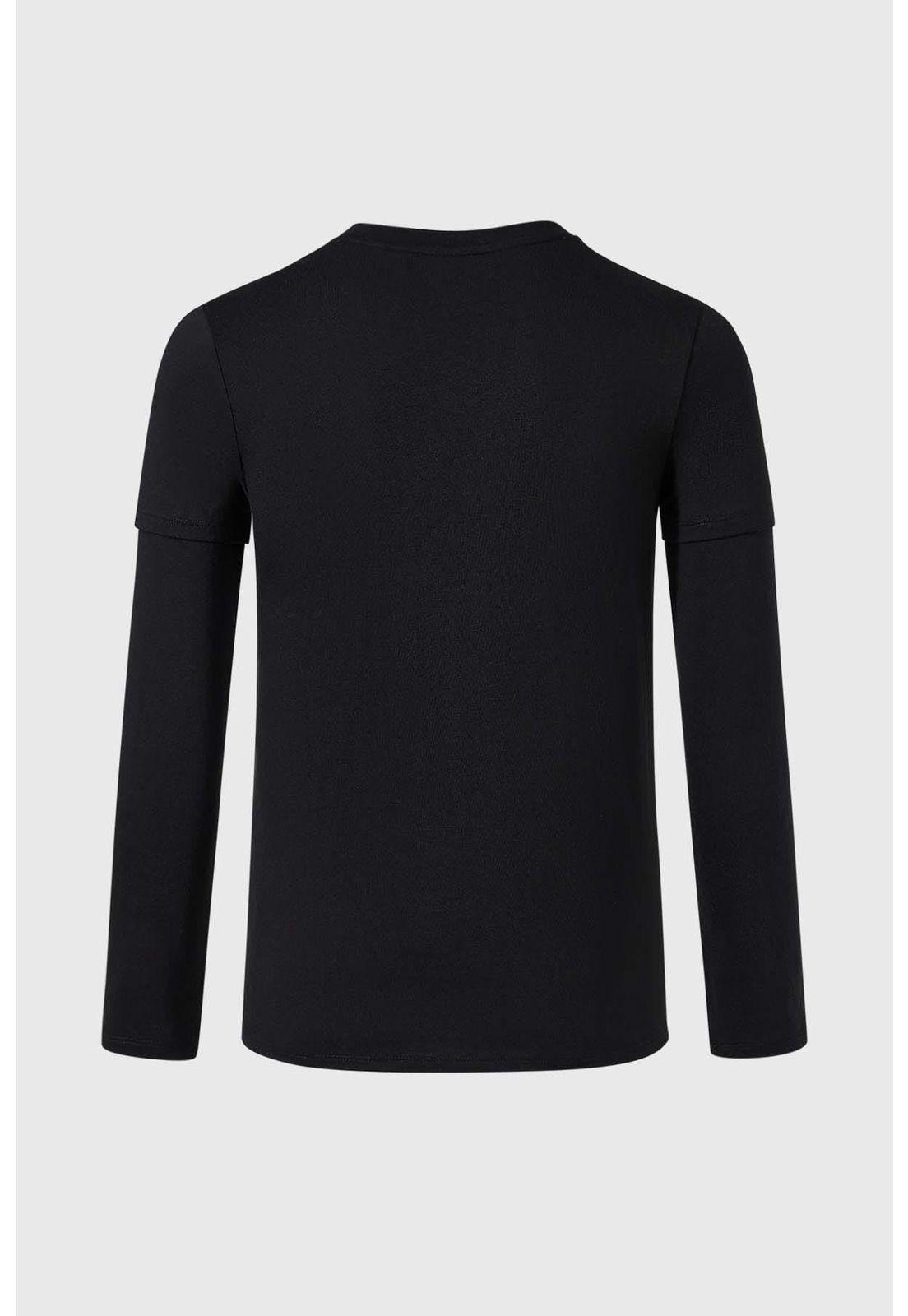 Polera Niño Doble Manga Básica Negro - ll-1