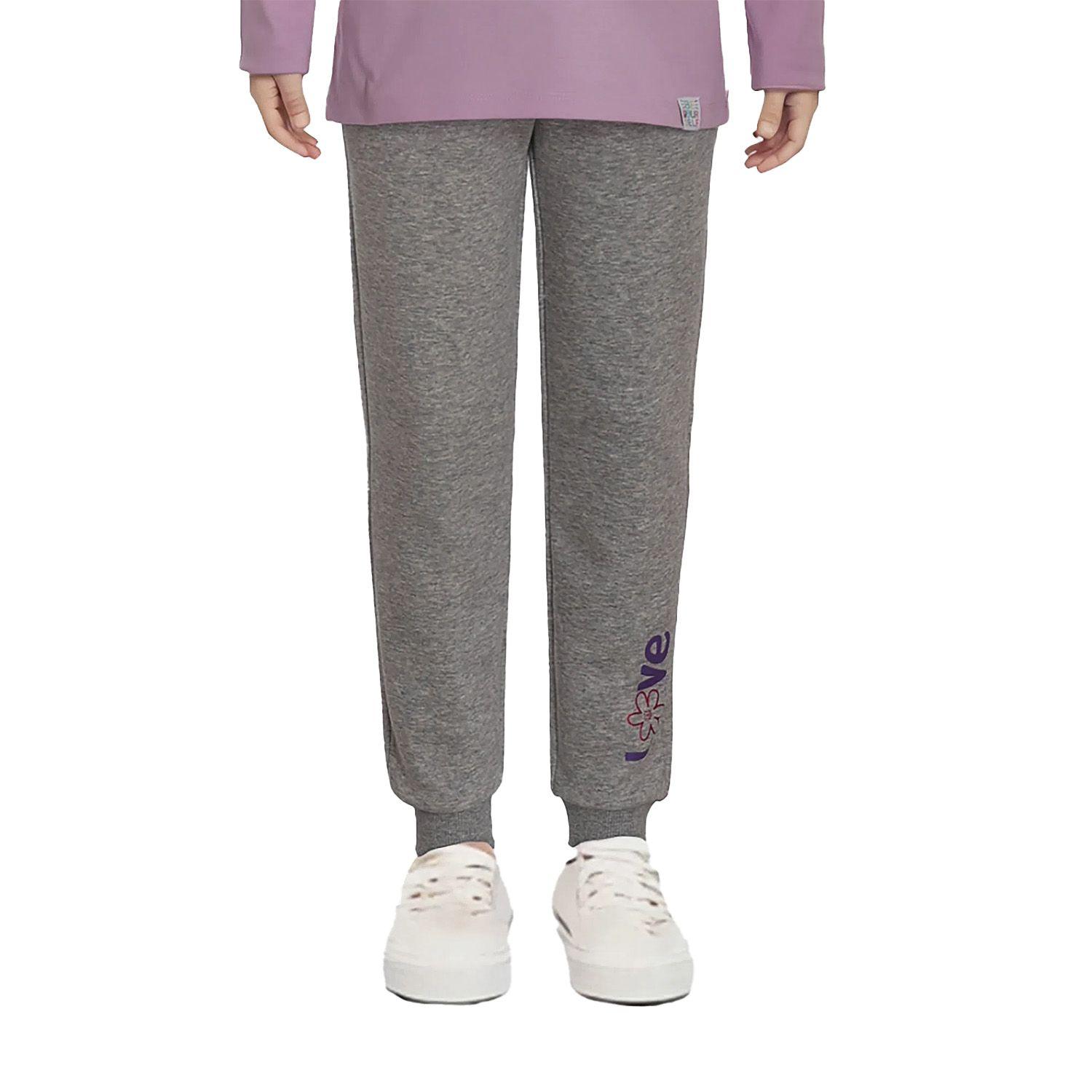 Pantalón Buzo Niña Jogger Gris Melange-0