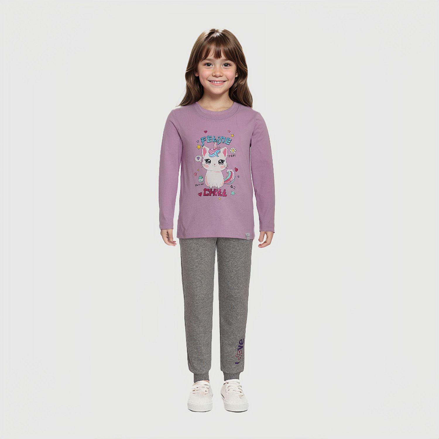 Pantalón Buzo Niña Jogger Gris Melange-2