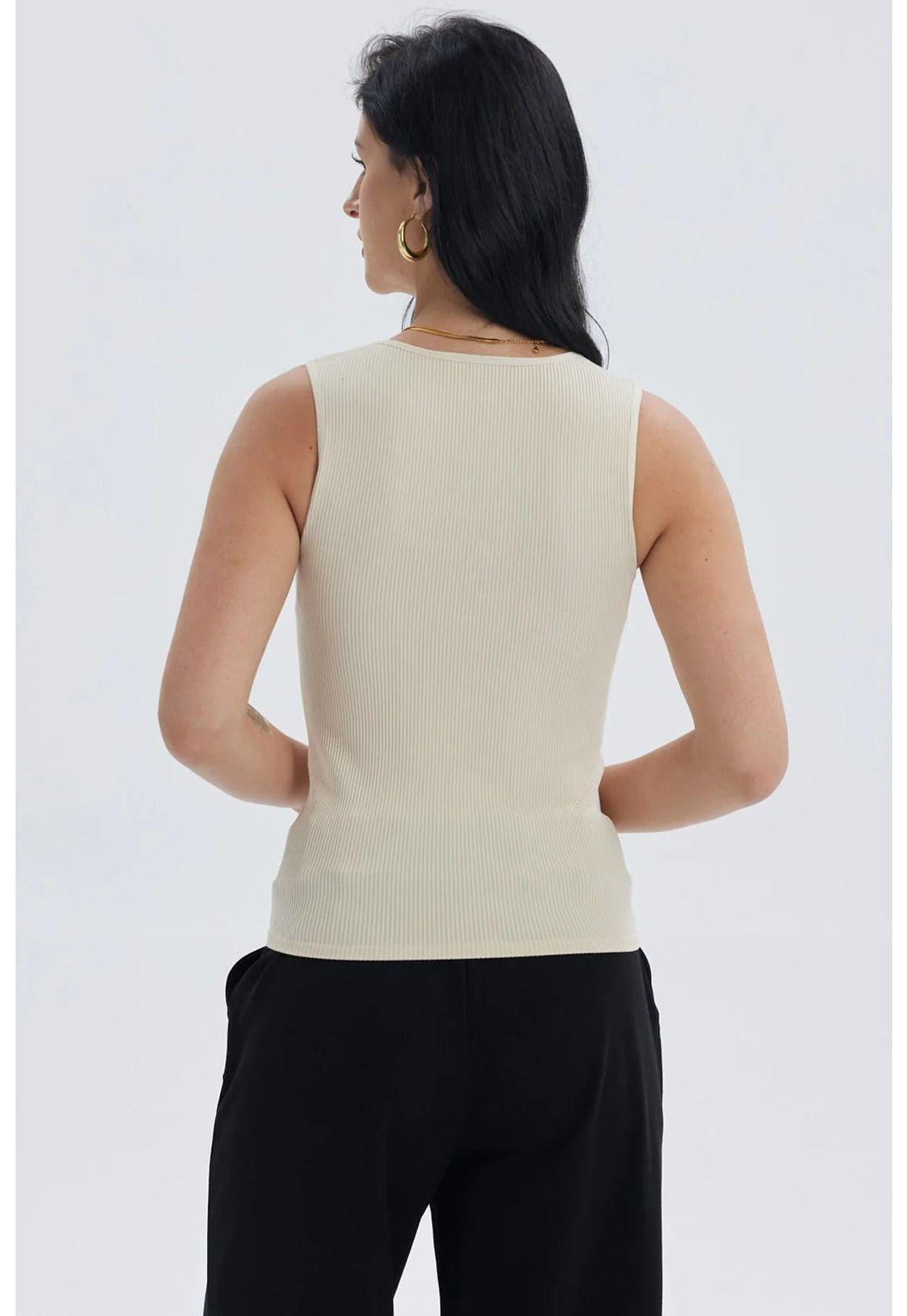 Polera Mujer Lisa Abertura Arena-2