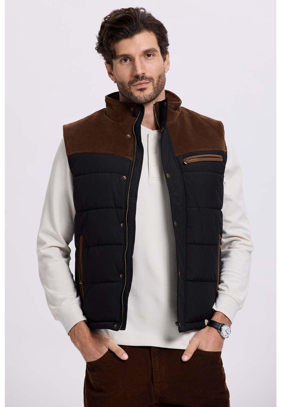 Parka Hombre Hombro Cotelé Negro-0