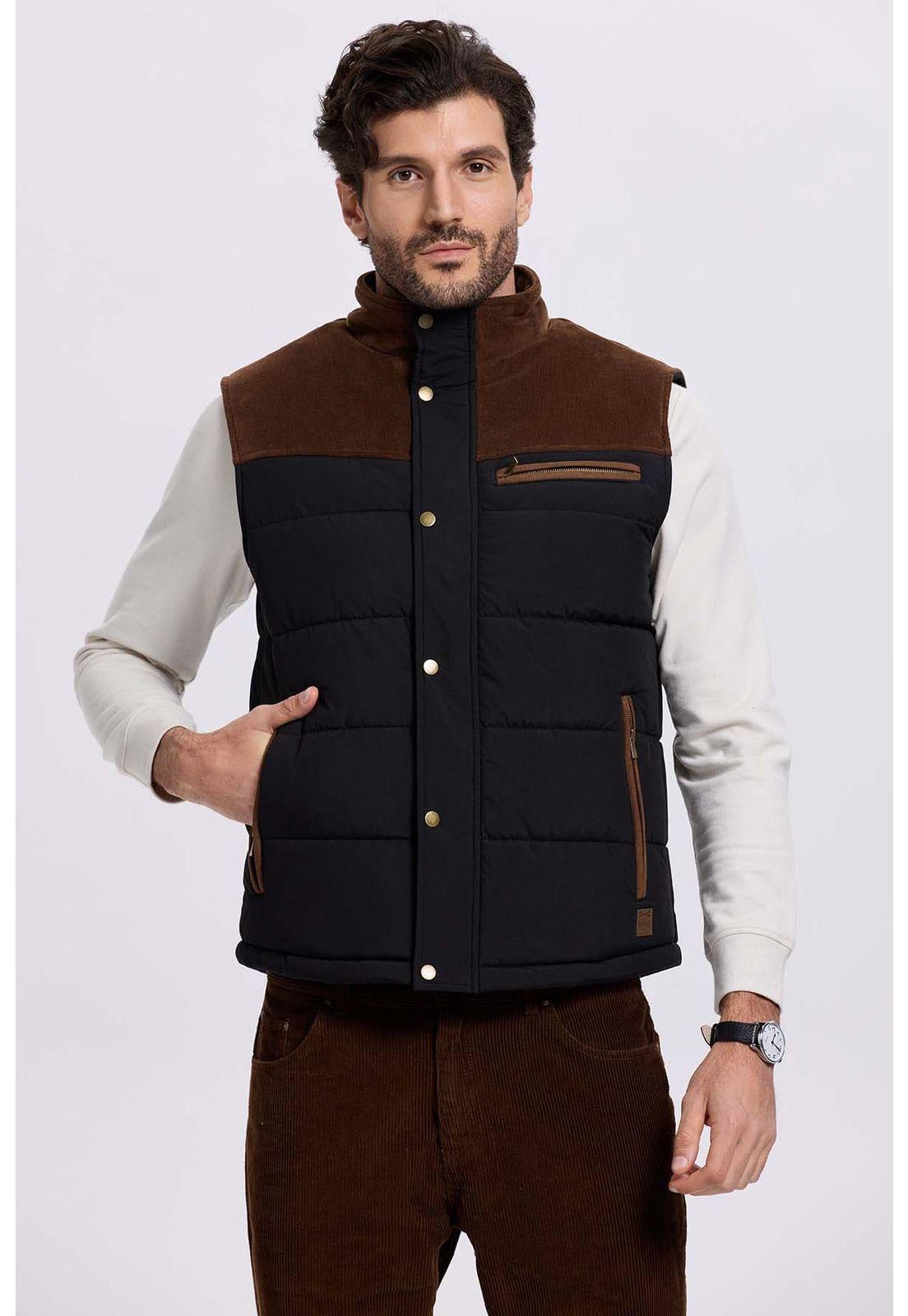 Parka Hombre Hombro Cotelé Negro-1